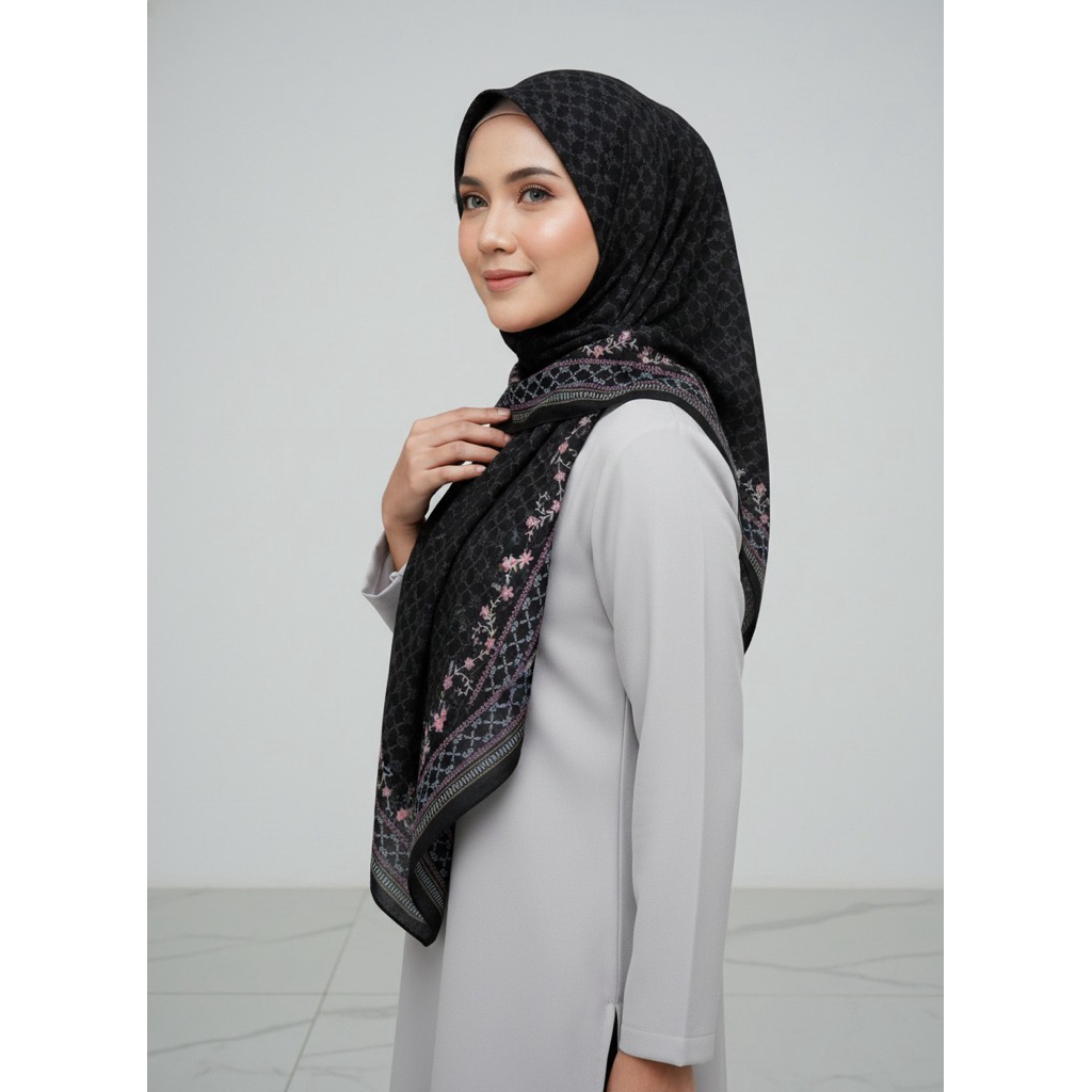 Little Flower Series , hijab segi empat motif premium, hijab segi empat motif cantik, hijab segi emp