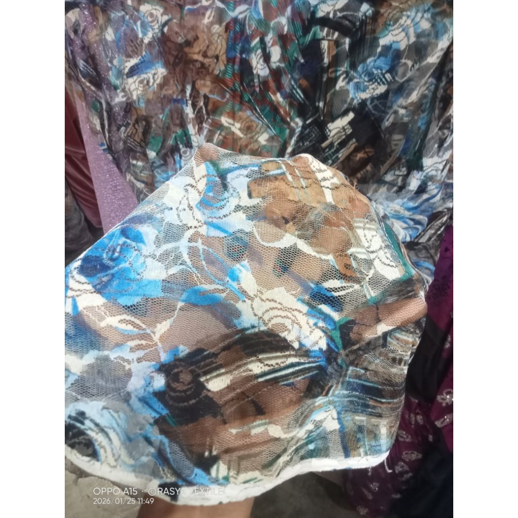 bahan brukat tile premium bahan brukat tile motif bunga bahan brukat spandek Korea bahan brukat tile