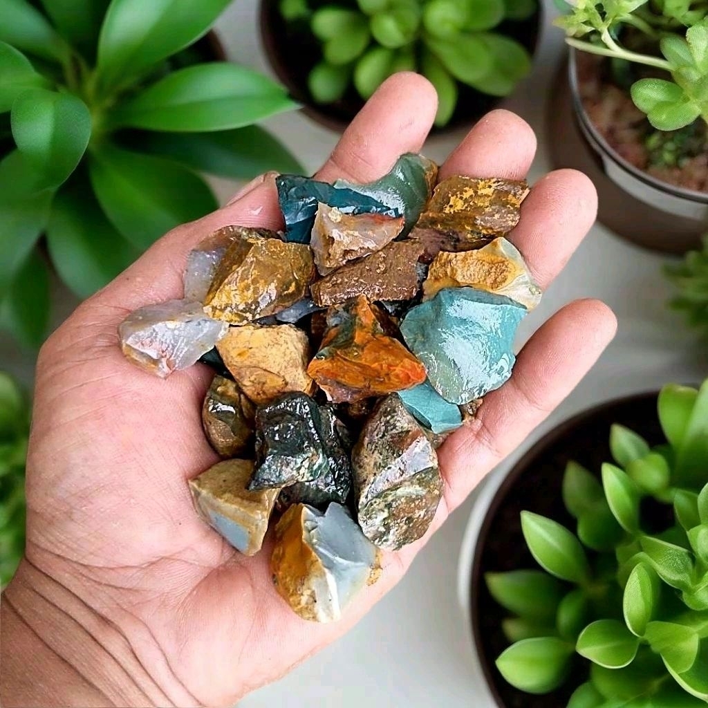 1kg batu split batu kali warna hiasan pot,taman,akuarium dll