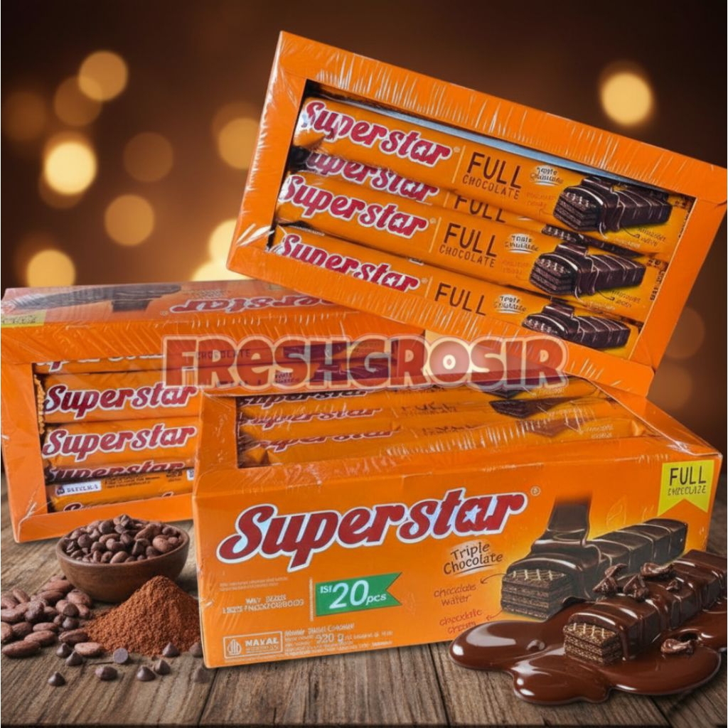 FreshGrosir - SUPERSTAR WAFER COKLAT 1 DUS ISI 20 PCS | Makanan Ringan, Jajanan, Camilan, Snack