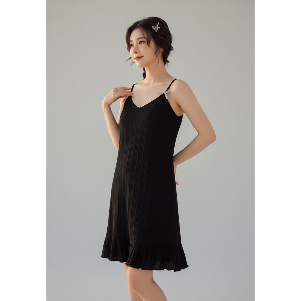 TERLARIS COD PAKAIAN WANITA TERBARU DASTER TALI KECIL RUFFLE POLOS BAHAN HYGT HOMEWEAR