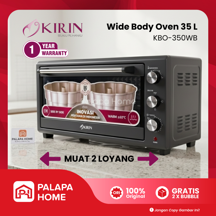 KIRIN Oven Listrik 35 Liter | Open Pemanggang Elektrik Lebar Muat Dua Loyang Wide Body KBO-350 WB