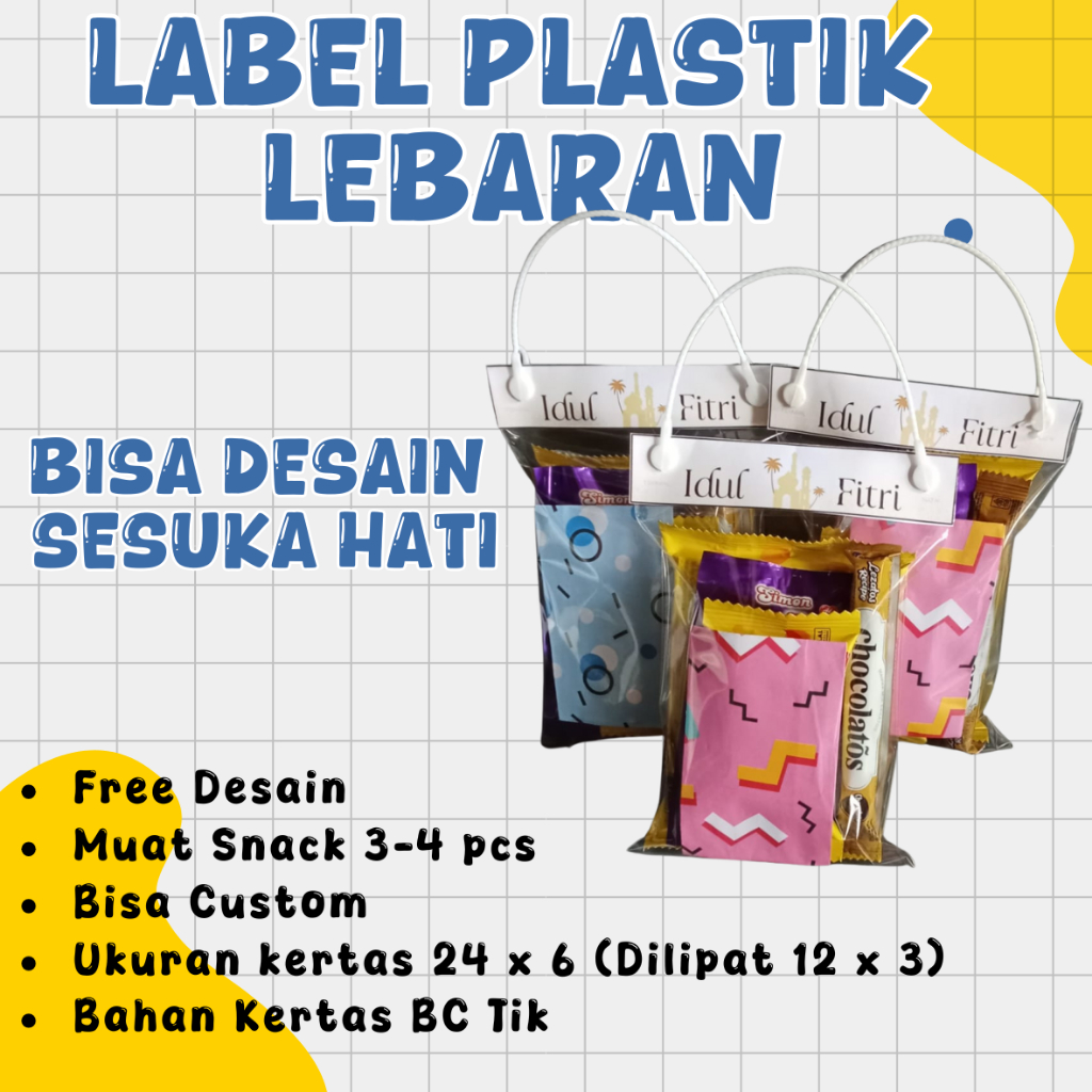 LABEL SNACK LEBARAN - HAMPERS LEBARAN - BISA CUSTOM - DESAIN SESUKA HATI - SNACK LEBARAN- FREE DESAI