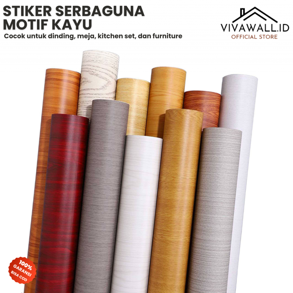 Wallpaper Stiker Serat Kayu Dinding Lemari Pintu Doff (Tidak Glossy) Kusen Meja Kursi Kerajinan Pela