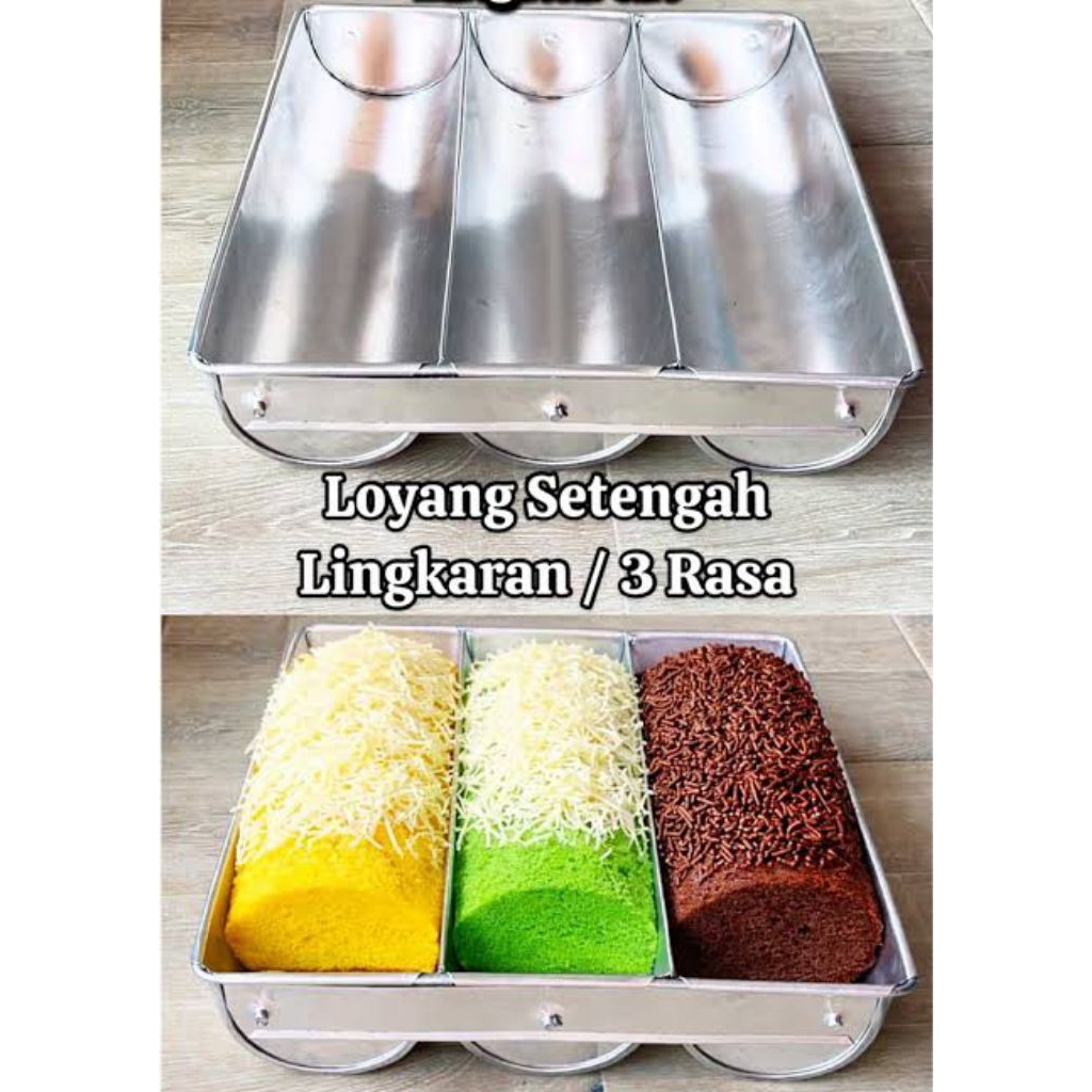 Loyang bolu setengah lingkaran loyang bolu tiga rasa