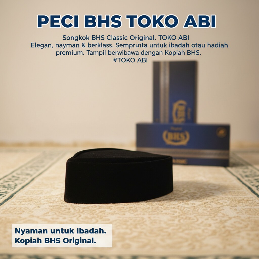 Peci BHS Songkok Hitam Original | Peci BHS Classic Peci BHS Classic Original Toko Abi - Songkok BHS 