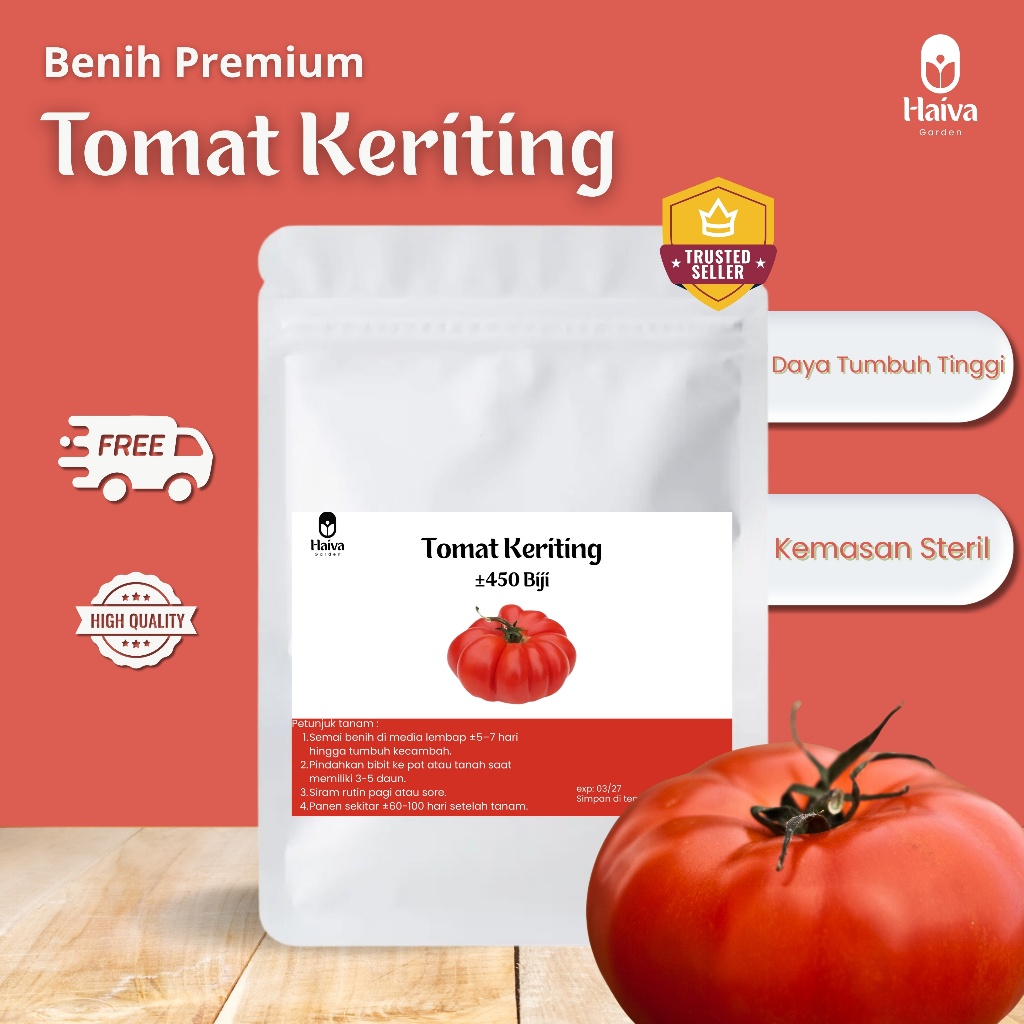 Benih Tomat Keriting Mawar Sayuran Premium Unggul Segar Isi 450 Biji