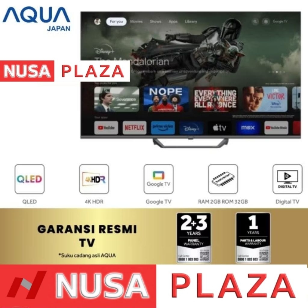 TV AQUA 50 INCH QLED 4K HDR GOOGLE TV AQT50S80EUX
