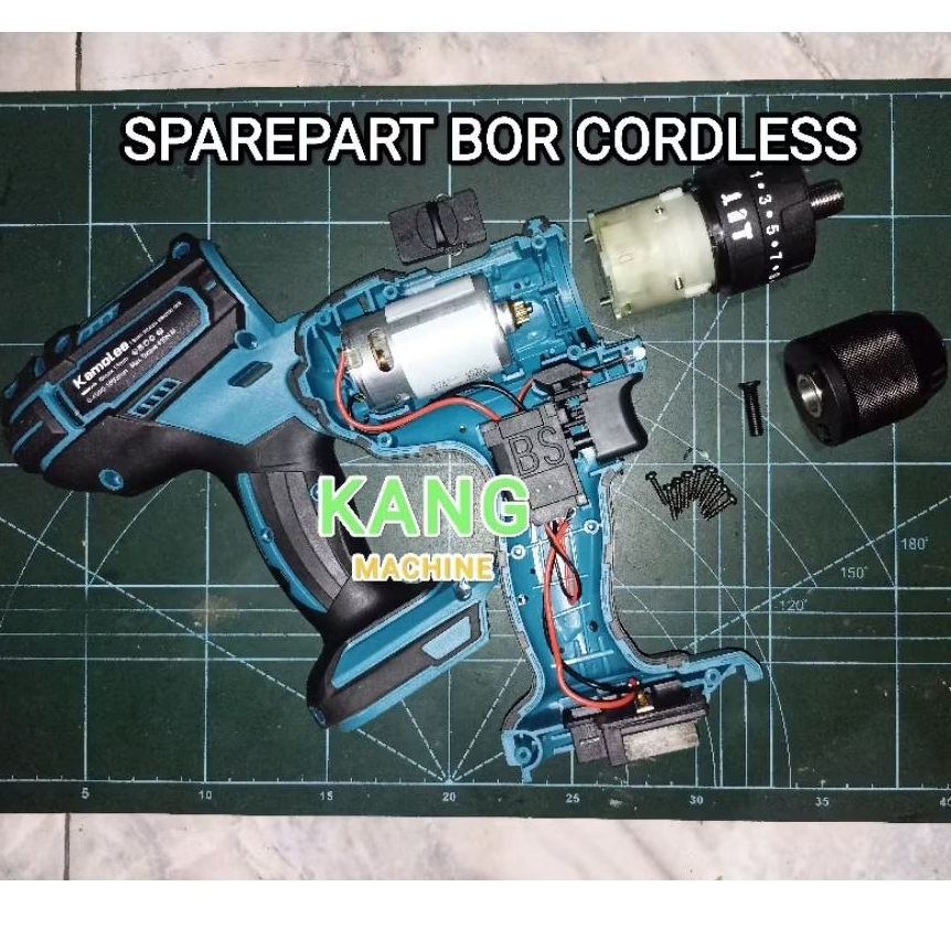 sparepart bor baterai Kamolee 13mm impact drill cordless 18V 21V LXT gearbox chuck dinamo switch tri