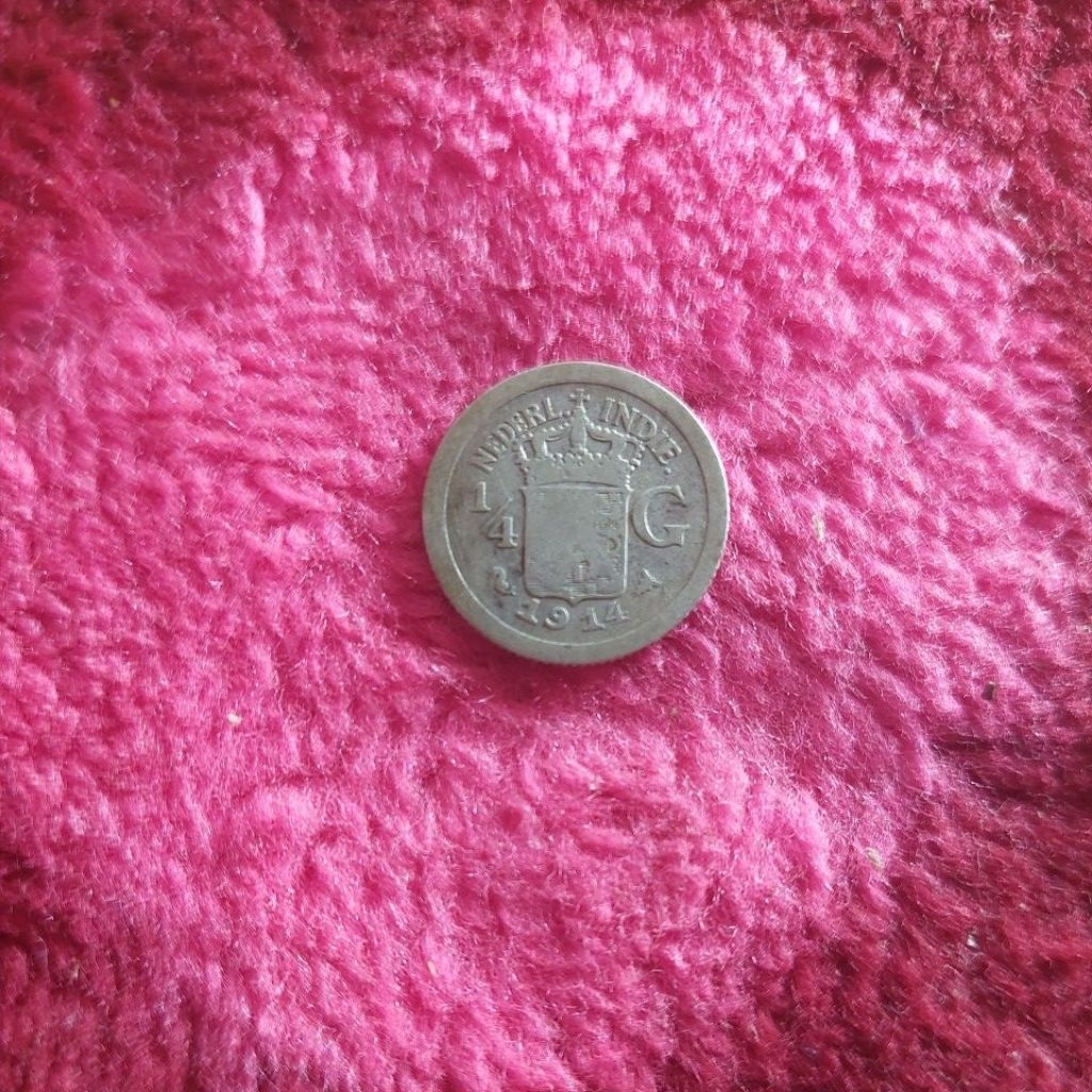 Koin perak belanda 1/4 Gulden 1914 asli