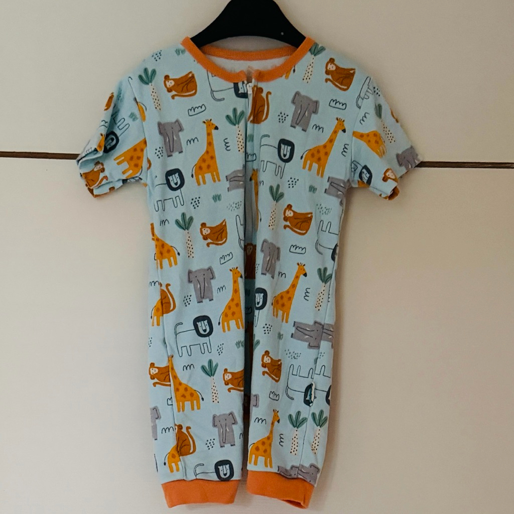 LINCO Romper Zipper Pendek Bayi - setelan baju bayi newborn - resleting jumpsuit short