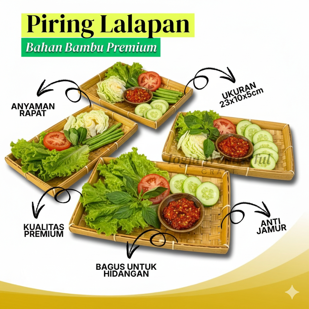 JOGJA WONDERFUL / PIRING LALAP BAMBU PERSEGI PANJANG | PIRING BAMBU PERSEGI PANJANG | Anyaman Bambu 