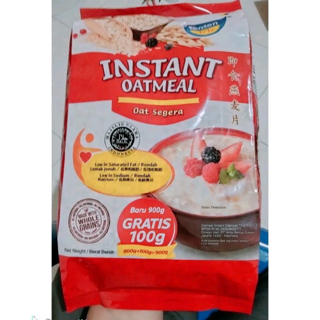 TENTEN INSTAN OATMEAL (800g) Sereal Gandum Makanan Rendah Kalori