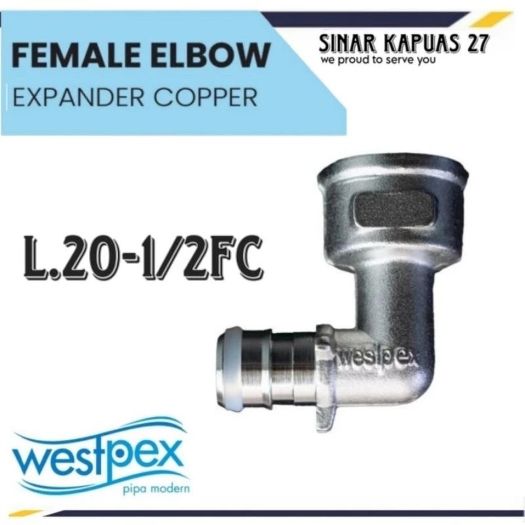Westpex Fitting Expander Copper Female Elbow Keni Drat Dalam L20x1/2FC ORIGINAL