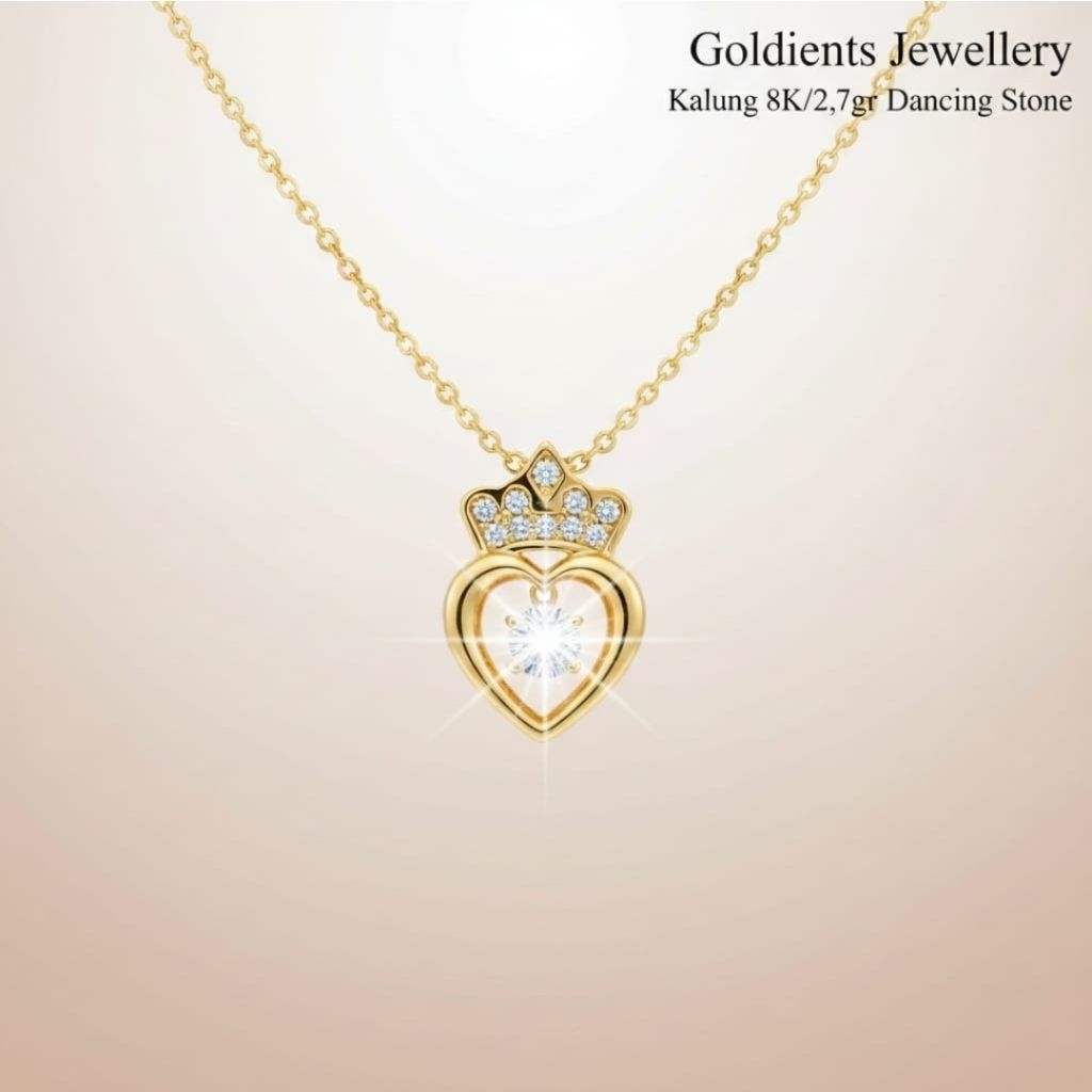 kalung crown dancing stone//emas asli 8k