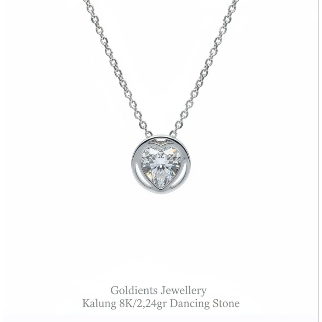 kalung solitaire dancing stone //emas asli 8k