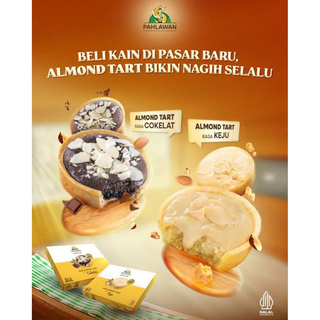 Kue Almond Tart isi 6. Asli Lapis Kukus Pahlawan