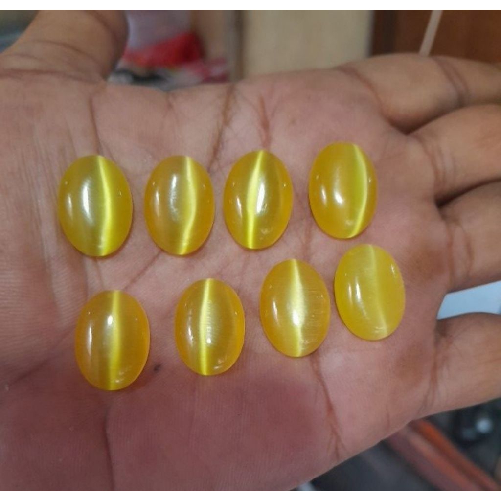 Batu Akik Mata Kucing Kuning Lemon 18x13 mm