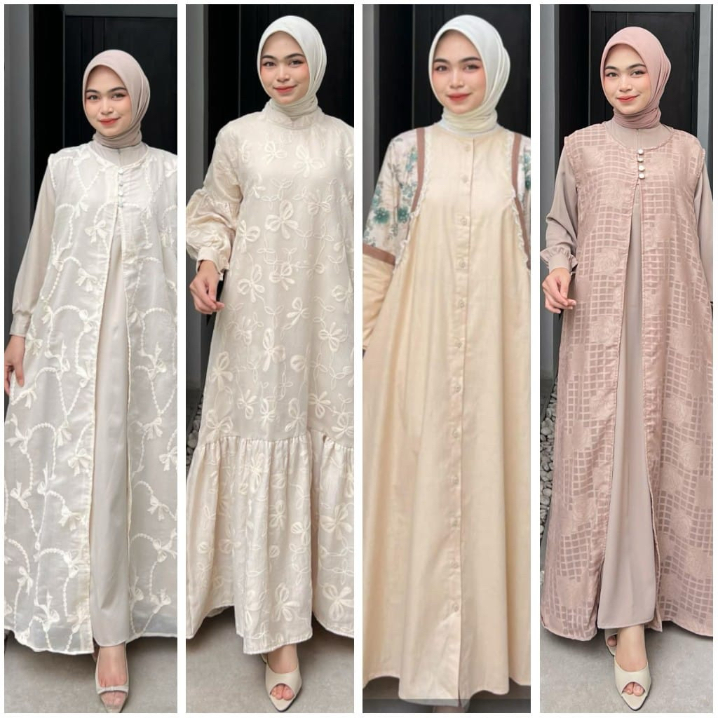DRESS GAMIS TRISET ATHAYAA TERBARU - Katun Triset Blouse Katun Premium Tunik Gamis Wanita terbaru