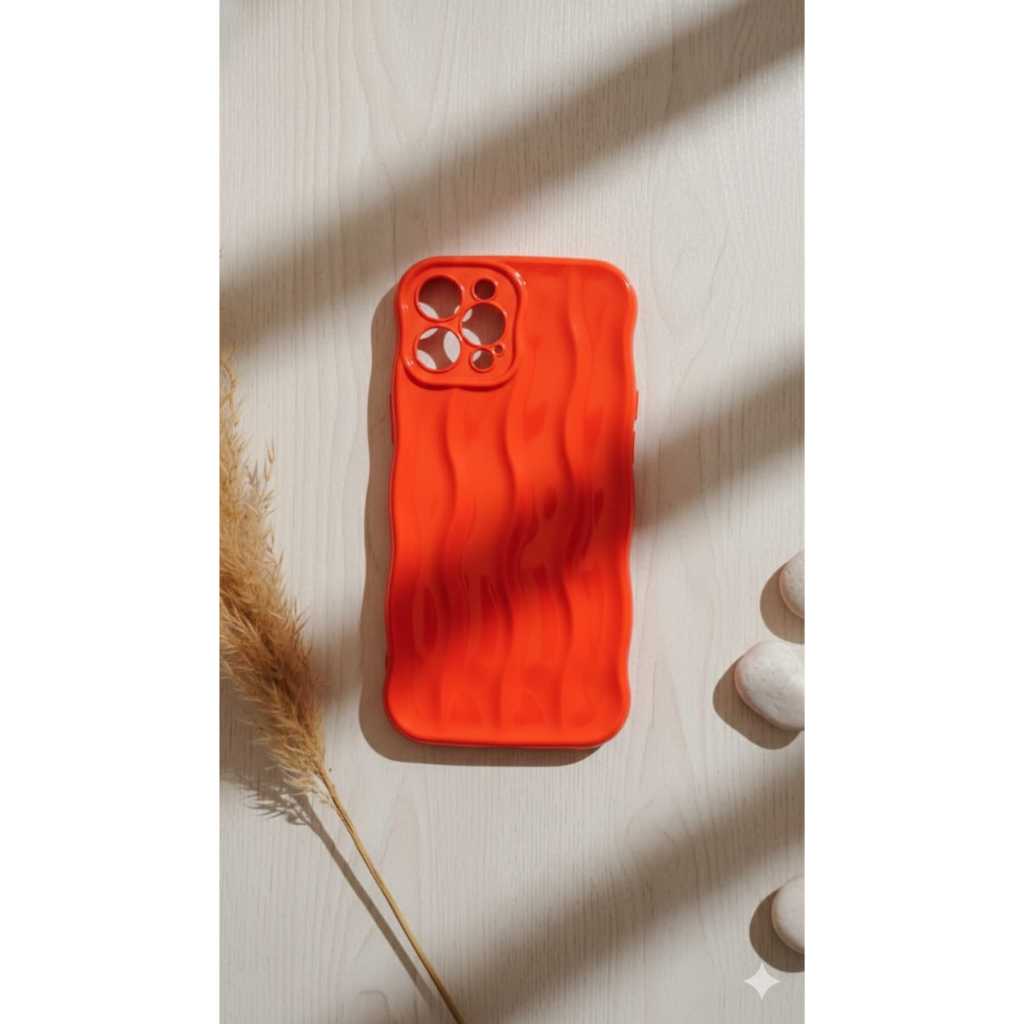 Case iPhone 12/12 Pro Wavy Curly Orange - Softcase Gelombang Pelindung Kamera (Camera Protection) - 