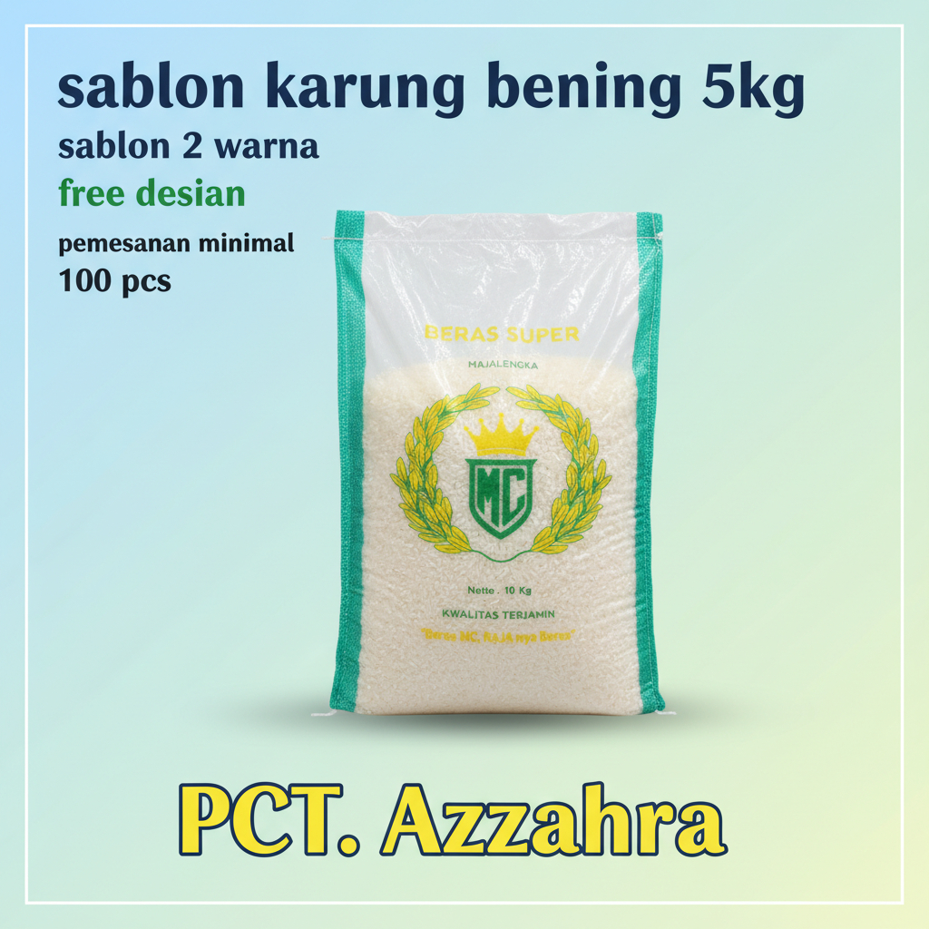 Karung Beras 5 Kg Bening Custom Sablon 2 Warna – Free Desain
