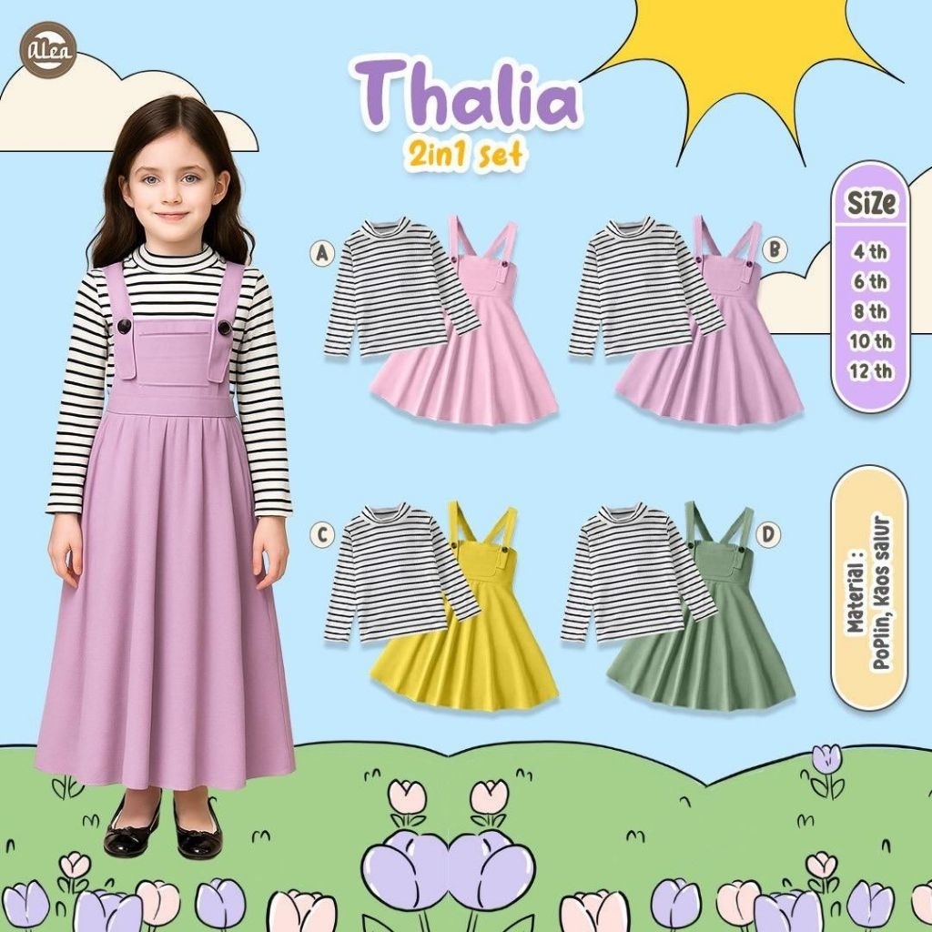 [ THALIA SET OVERALL ] By ALEA Oneset anak cewek dress cantik koleksi baju anak Oneset overall  baju