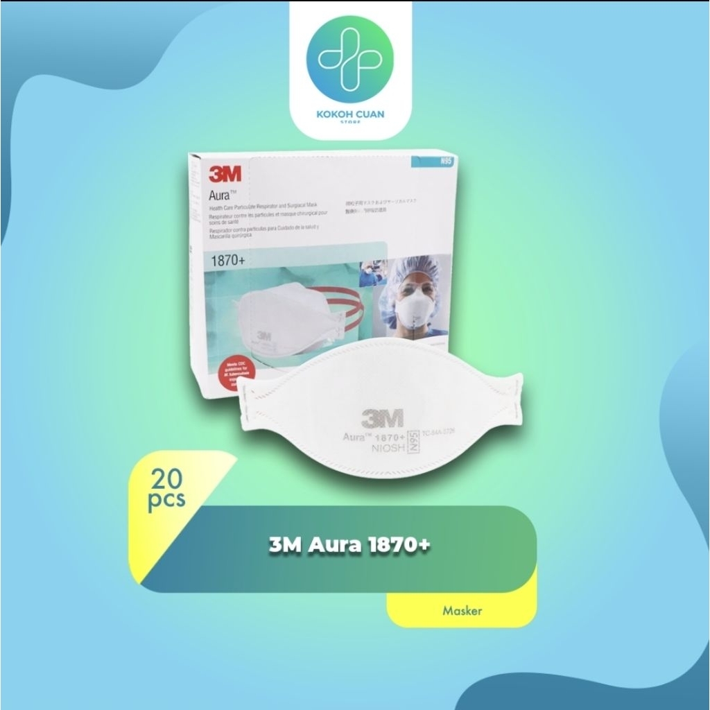 Masker 3M N95 1870+ Aura Surgical Mask isi 20 Pcs