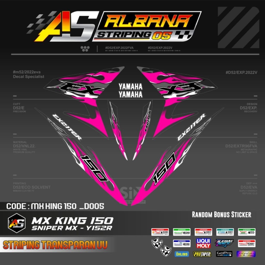 STRIPING TRANSPARAN YAMAHA MX KING 150 MOTIF API