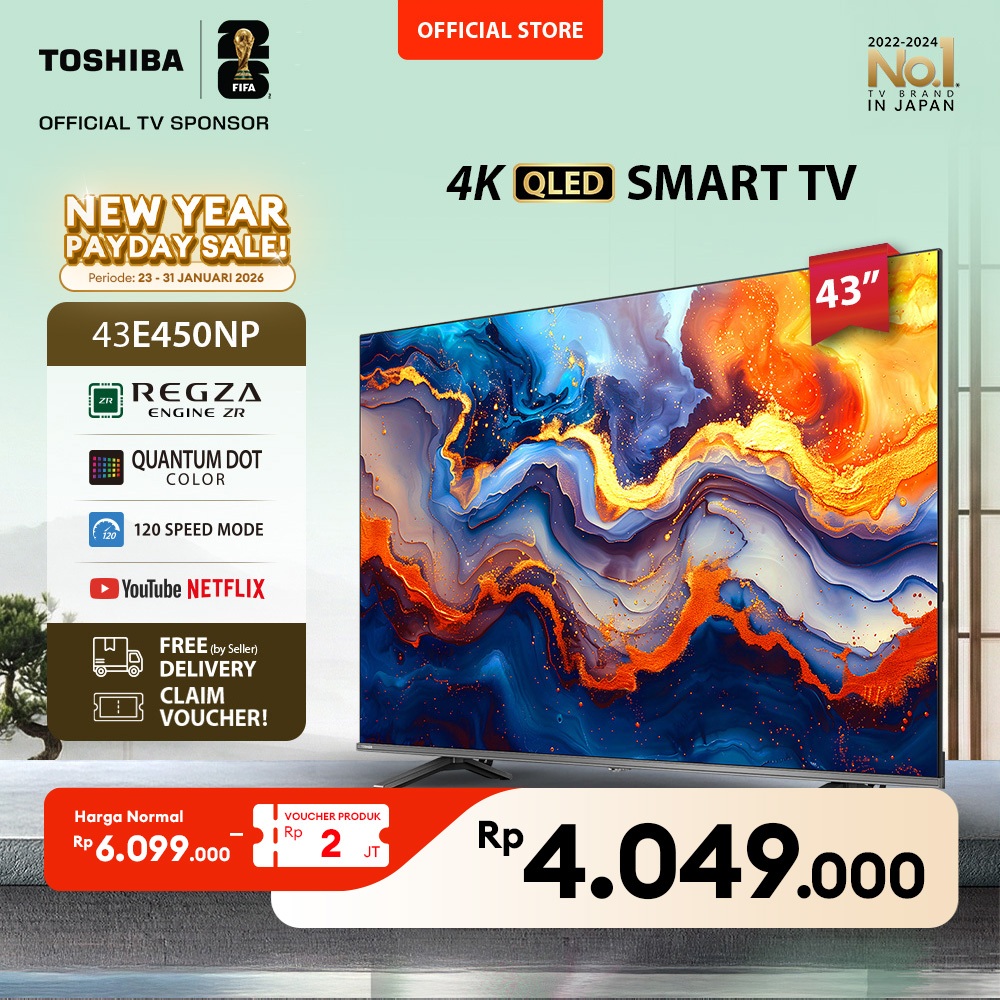 [KHUSUS ONLINE] Toshiba TV 43" 4K UHD Smart TV - Regza ZR Quantum Dot QLED Dolby Vision Atmos HDR10+