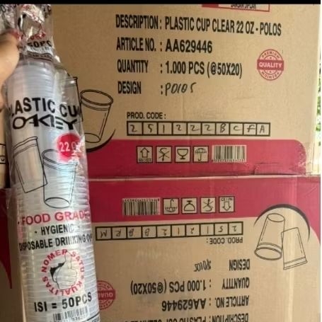 Cup 22 oz Polos Merk Okey (50pcs)