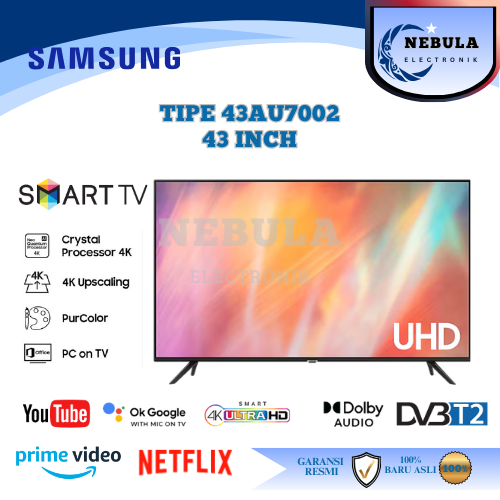 SAMSUNG 43 INCH CRYSTAL UHD 4K SMART TV / LED TV SAMSUNG 43 INCH SMART DIGITAL TV BERGARANSI RESMI