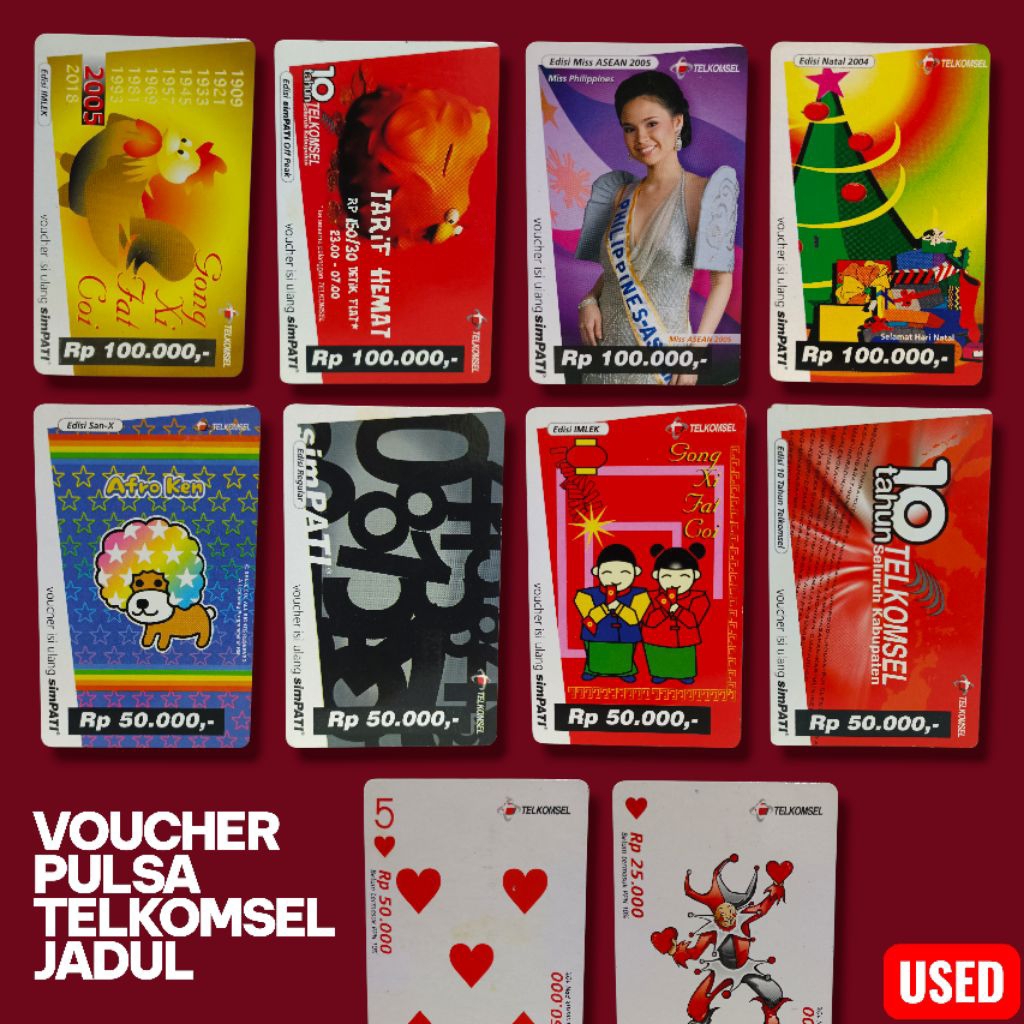 Kartu Voucher Pulsa Telkomsel SimPATI AS Jadul Tahun 2000an Edisi Spesial - Kolektor Lawas Nostalgia