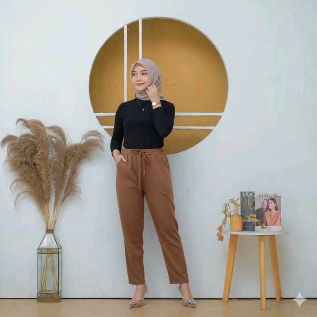 Baggy Pants Celana Panjang Pensil Wanita Jumbo Kekinian Bahan Knit Japan Line Premium Muat Bb 40-90k