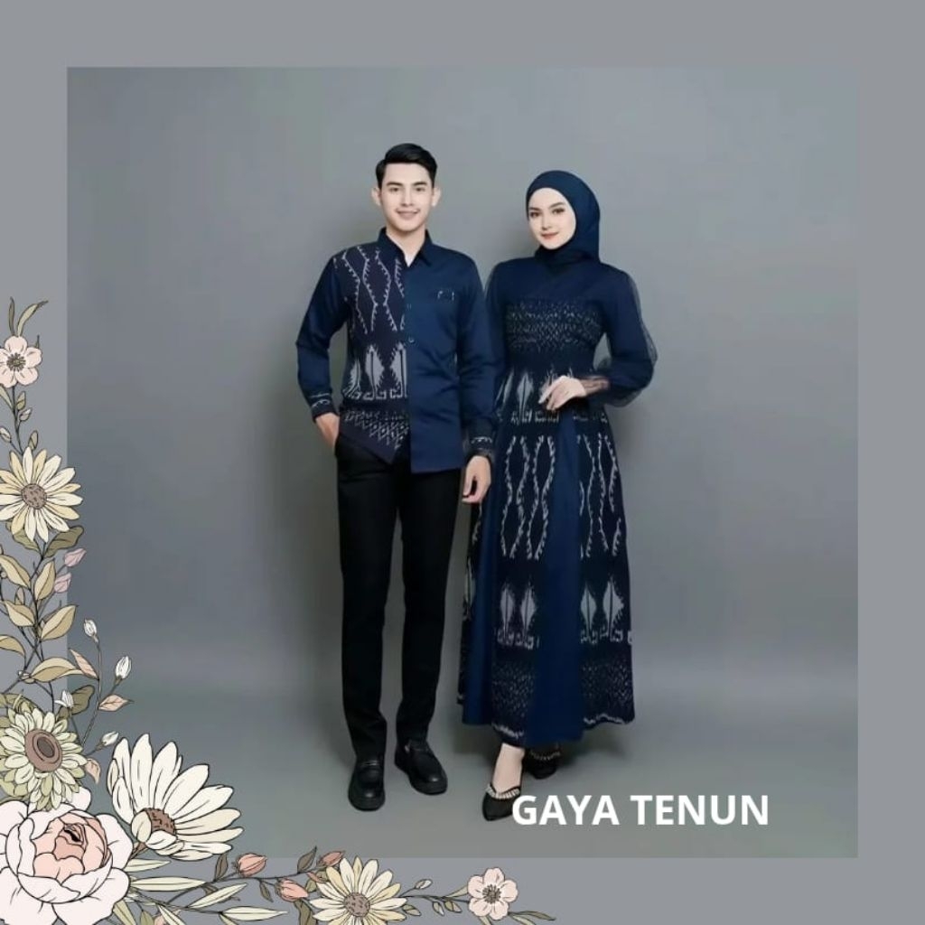 Set couple tenun - baju couple tenun - baju couple keluarga - kemeja tenun - gamis tenun