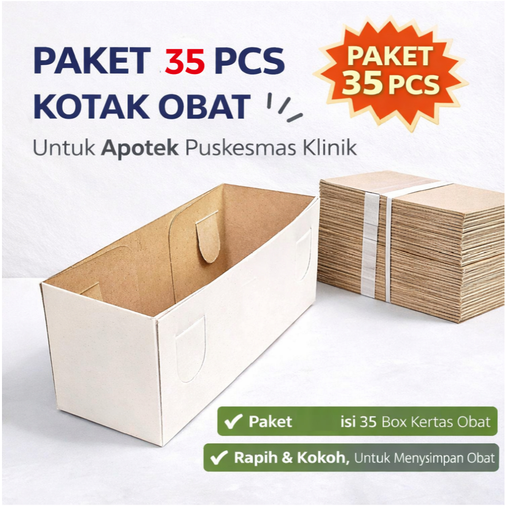 Paket Hemat 35 Kotak Obat Apotek Tempat Obat Apotek Puskesmas Klinik | Wadah Obat Kertas