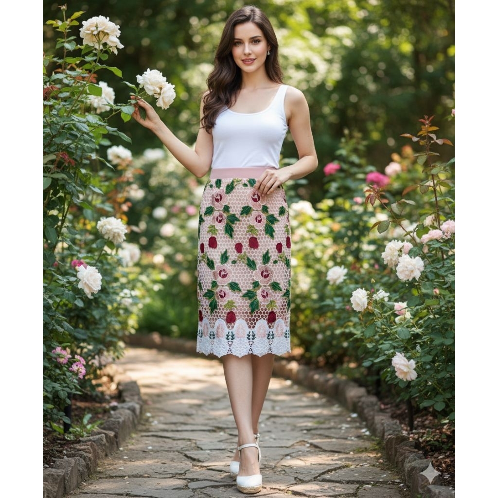 ROK BROKAT PUTIH KOMBI // rok pesta // rok acara import