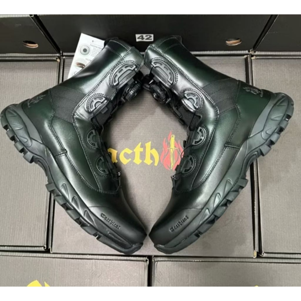 Sepatu PDL Tali Putar Tactical Full Kulit