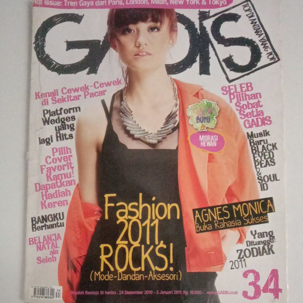 Majalah Gadis Tahun 2010 Cover Cantik Agnes Monica