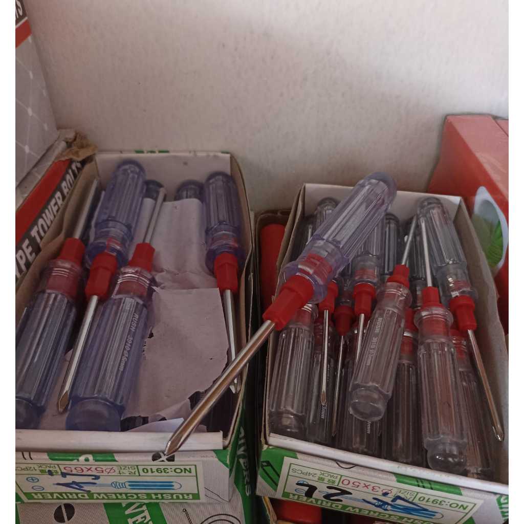 OBENG TRANSPARAN 2 WAY 2IN1 3910 RUSH SCREW DRIVER UKURAN KECIL SEDANG BESAR OBENG BUNGA PLUS MINUS 