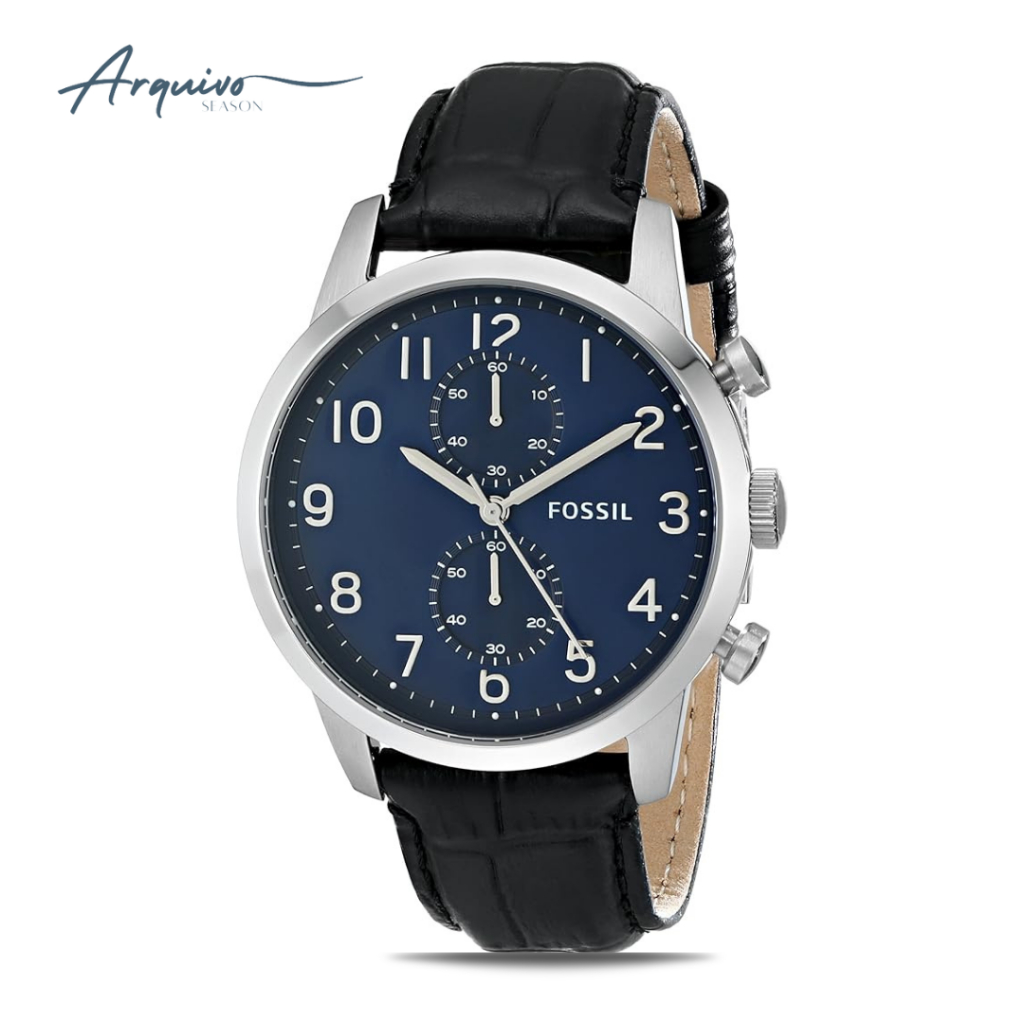 Jam Tangan Fossil Pria Townsman Chronograph Kulit Black Casual Original FS5020