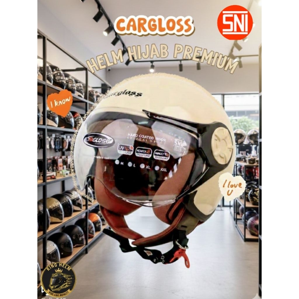 HELM CARGLOSS HIJAB PREMIUM / HELM WANITA/ HELM REMAJA DAN DEWASA/HELM WANITA TERBARU