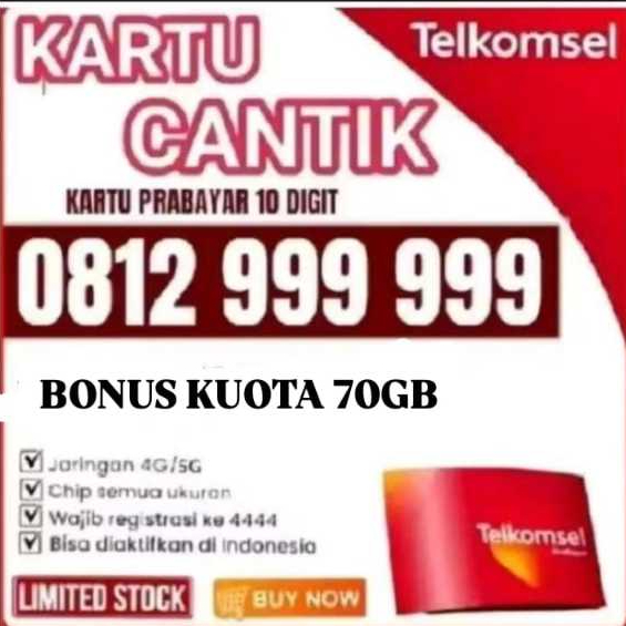 PROMO TERBATAS TELKOMSEL BISA (COD) NOMOR CANTIK TELKOMSEL 10 DIGIT BONUS KUOTA 70GB