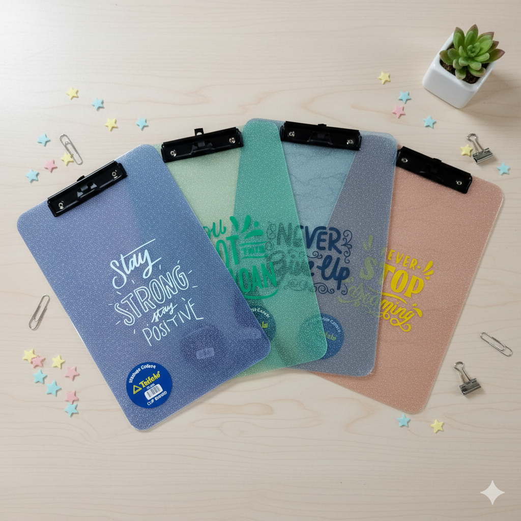 Clipboard F4 Fancy ACRYLIC TF-008 / Papan Jalan Fleksibel / Papan Ujian / Clip Board / Clip Folder