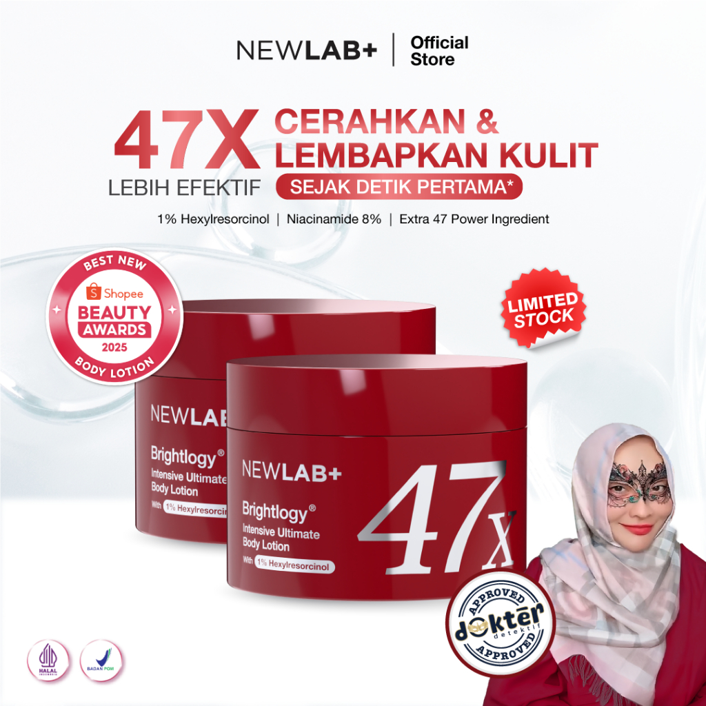 NEWLAB Paket 2 Jar Brightlogy Intensive Power Brightening Lotion 1% Hexyl | Body Lotion Pemutih Bada