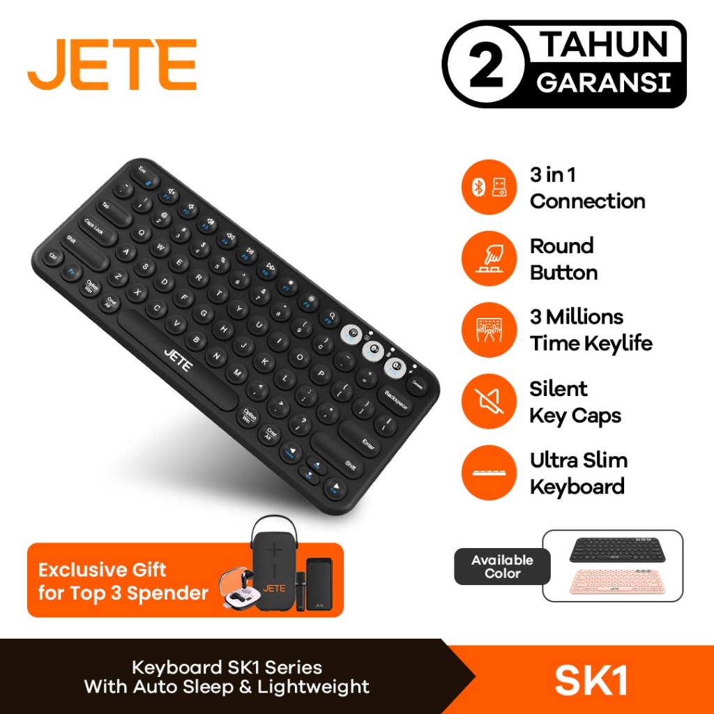 JETE SK1 Keyboard Wireless Bluetooth Silent Key Garansi Resmi 2 Tahun