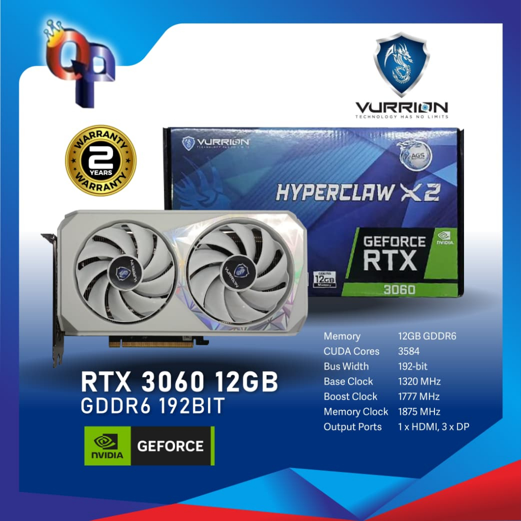 VURRION GEFORCE RTX 3060 12GB HYPERCLAW X2 GDDR6 - VGA CARD RTX3060