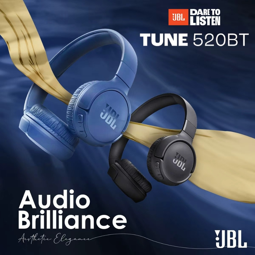 JBL Tune 520 BT  Pure Bass Wireless On-Ear Wireless Bluetooth 5.3 Headset Pure Bass Sound Lightweigh