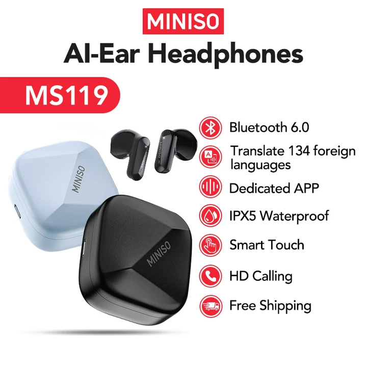 MINISO MS119 Headset TWS V6.0 AI Translation Earbuds Bluetooth HiFi Noise Cancelling Earphones