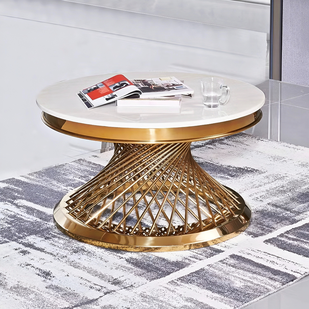 Meja Tamu Marmer Stainless Gold Coffe Table Marmer