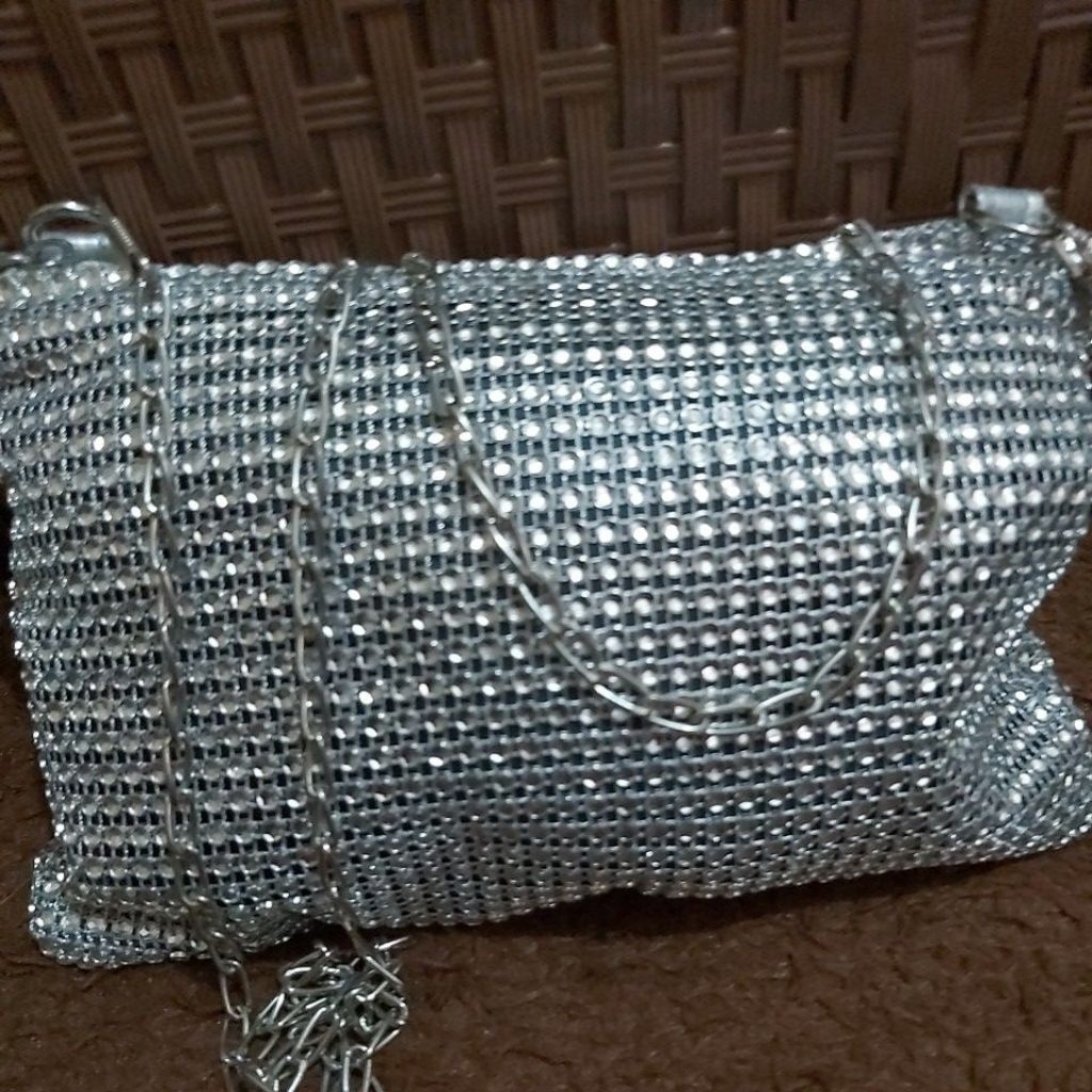 tas pesta silver wanita